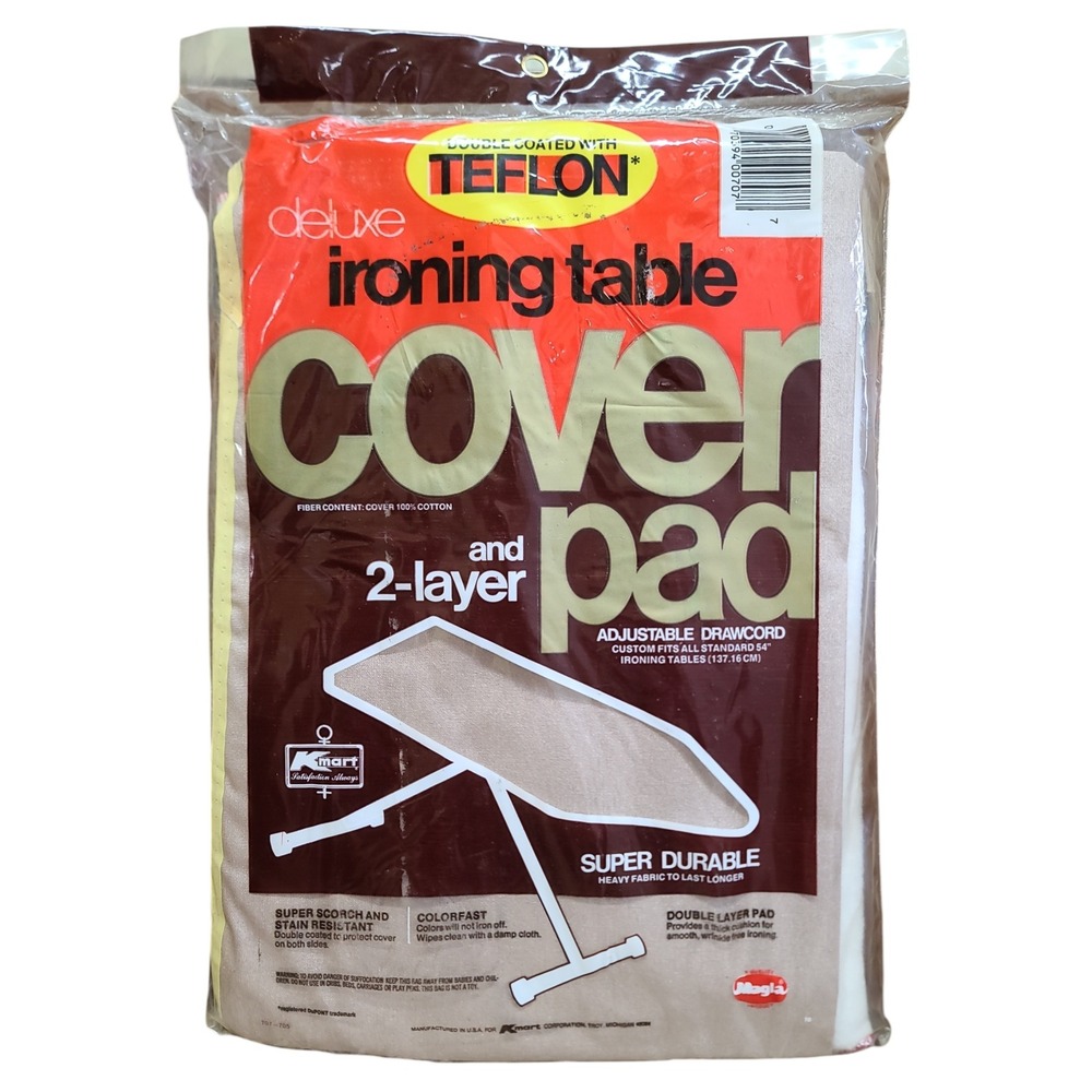 Deluxe Teflon Ironing Table Cover and Pad 2-Layer Adjustable Drawcord